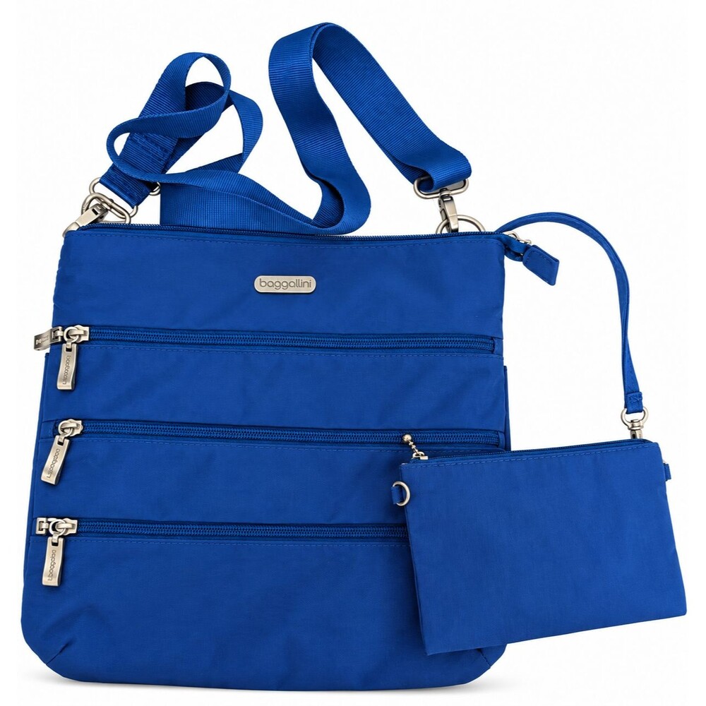 Baggallini Blue Crossbody Bag Organizer Multi Pocket Travel Purse with Wallet